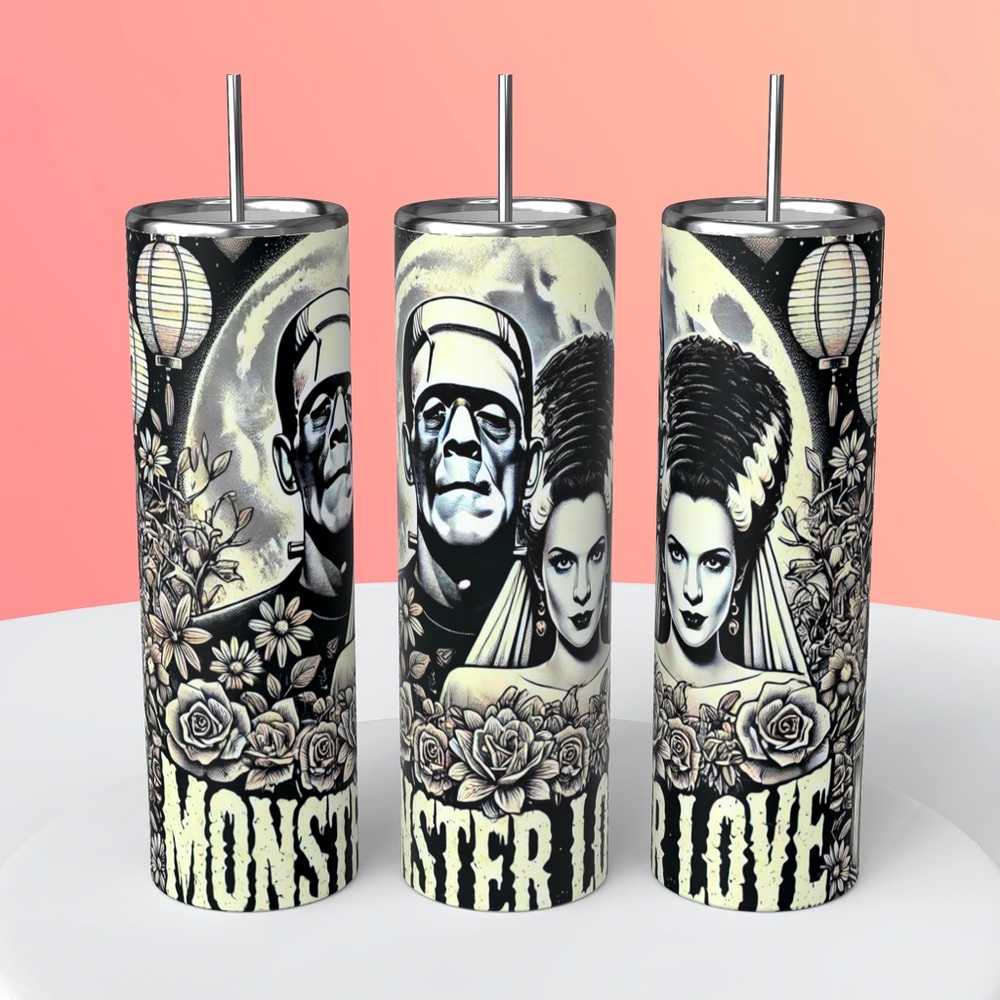 Bride and Frankenstein monster love cup